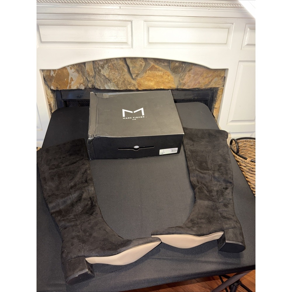 NEW MARC FISHER Lottie Over The Knee Black Suede Boots Women's Size 8.5 NIB $239 - Picture 7 of 16